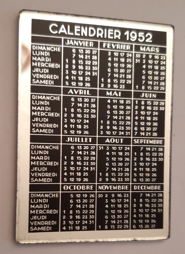 Calendrier Miroir 1952 Nopri