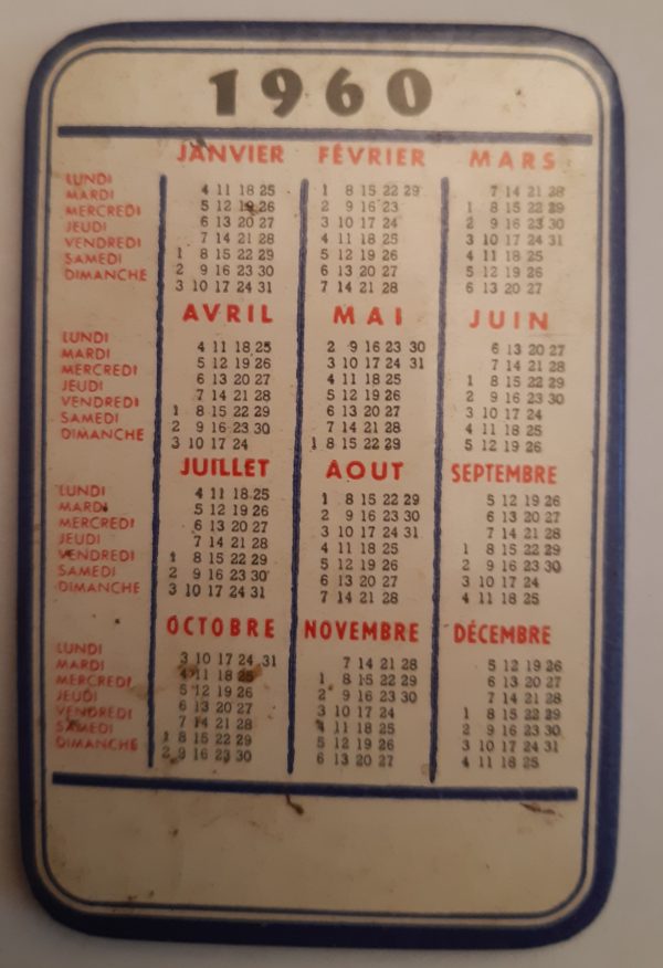 Calendrier 1960