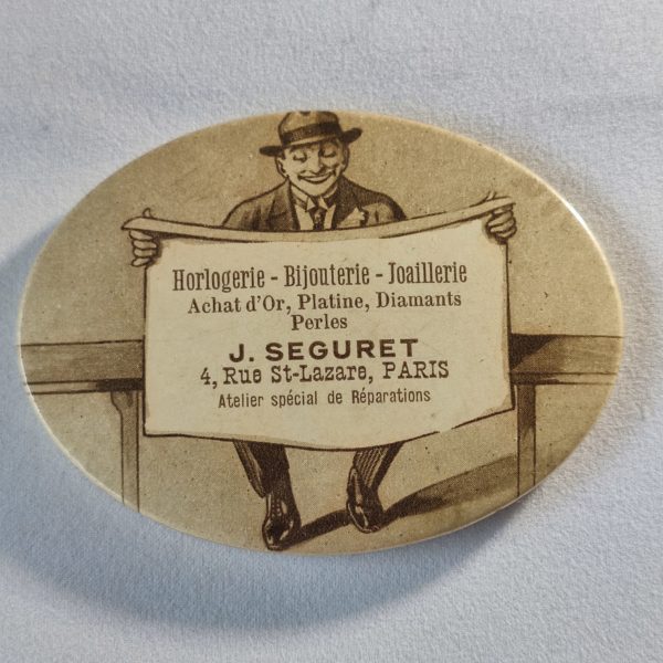 Horlogerie-Bijouterie-Joaillerie. J. Seguret, 4, Rue St Lazare, Paris.