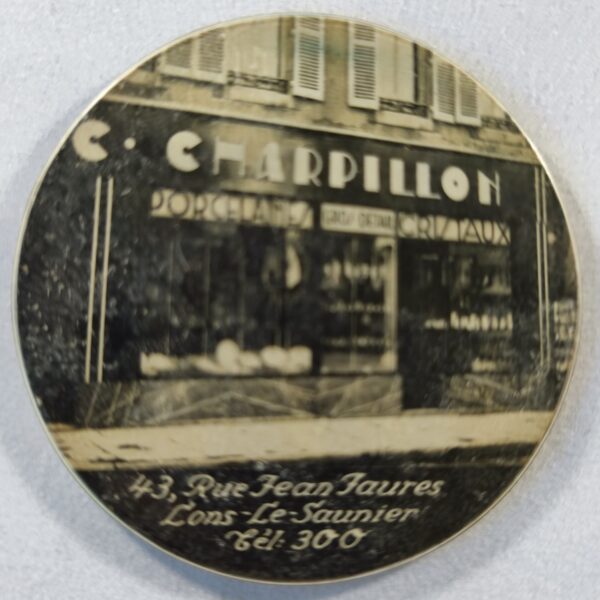 "C. Charpillon, Porcelaines, Gros-Détail, Cristaux, 43 rue Jean Jaurès, Lons-Le-Saunier".