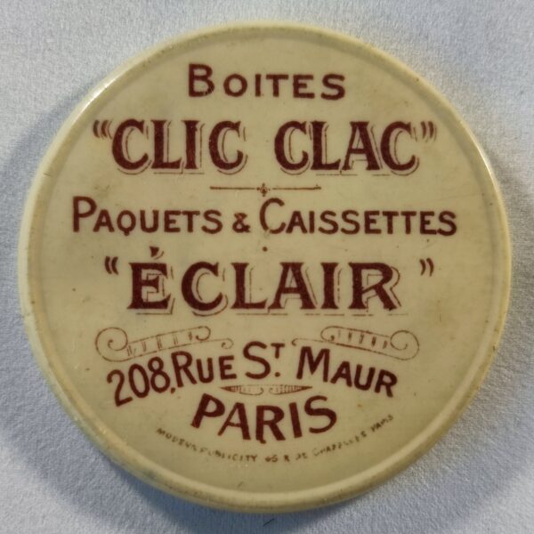 Boites Clic Clac, Paquets & Caissettes "Éclair", 208 rue St Maur, Paris.