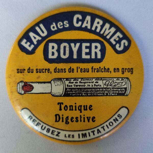 "Eau des carmes Boyer, sur du sucre, dans de l'eau fraîche, en grog ..." (Double)