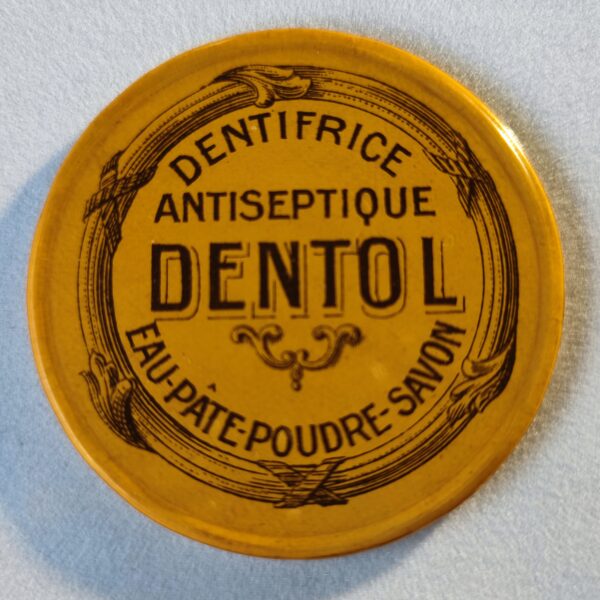 "Dentol"dentifrice antiseptique, eau-pâte, poudre-savon. Sous plastique orange.(Double)..