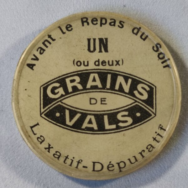 "Grains de Vals", avant le repas du soir, un (ou deux)...Laxatif.(Blanc).(double).