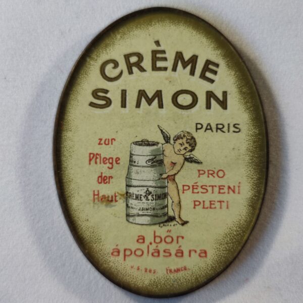 "Crème Simon" Hygiène, beauté, Paris. A g. en allemand et à d. en tchèque.