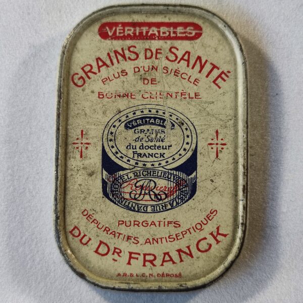 "Véritables Grains de Santé, plus d'un siècle de bonne clientèle.... Du Dr Franck".(métal).