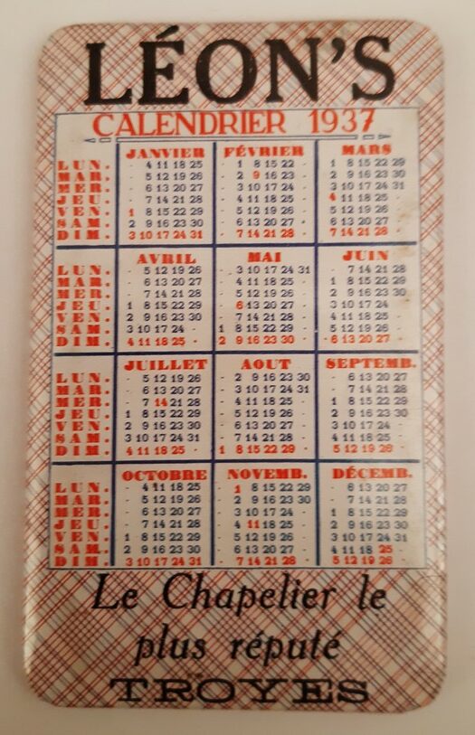 Calendrier 1937 "LEON'S"