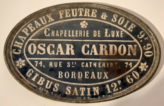 Oscar Cardon, chapelier à, Bordeaux